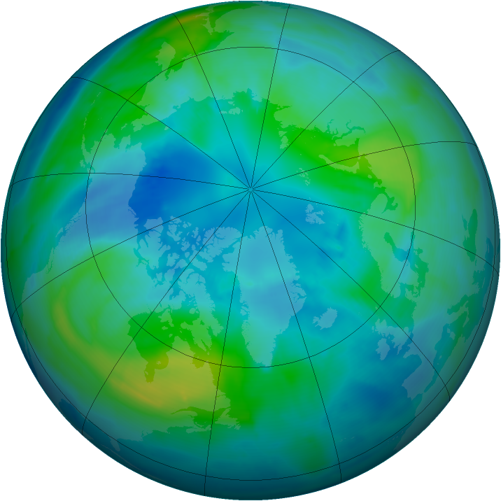 Arctic ozone map for 11 October 2009